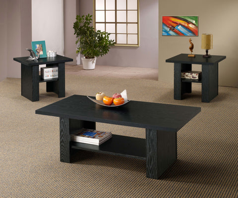Livia 3-piece Engineered Wood Coffee Table Set Black OakBlack Oak