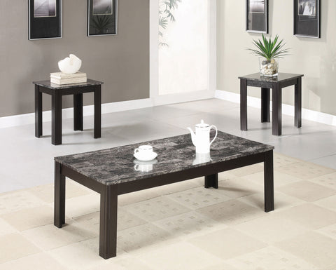Sadie 3-piece Faux Marble Top Coffee Table Set GreyGrey Faux Marble