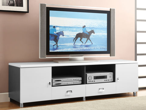 Santana 2-door Engineered Wood 71" TV Stand White High GlossWhite High Gloss