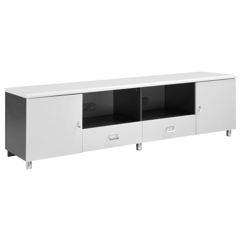 Santana 2-door Engineered Wood 71" TV Stand White High GlossWhite High Gloss