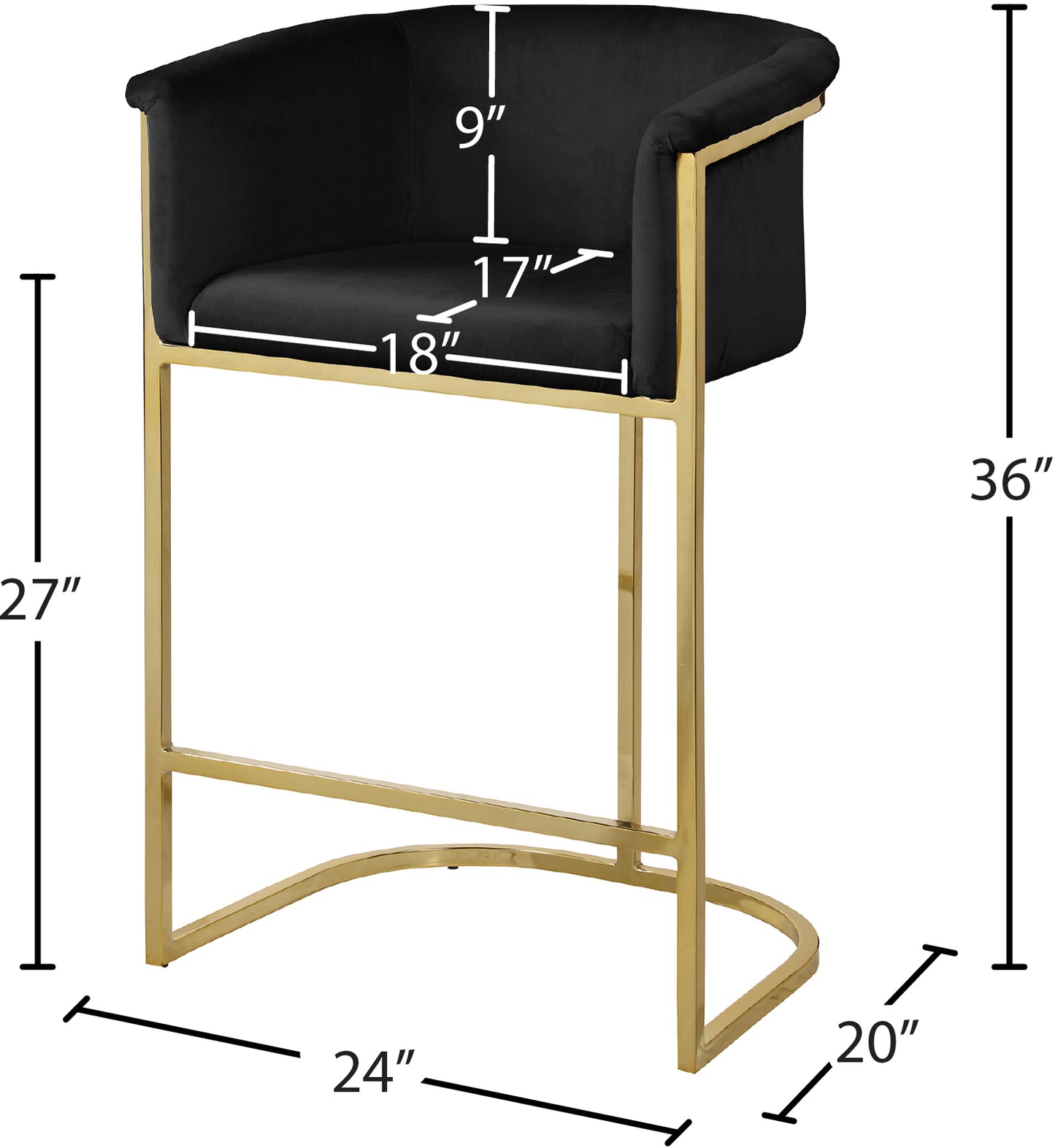 woodloch black velvet stool c