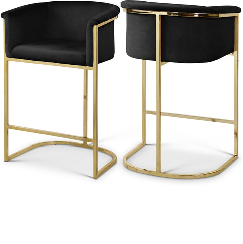 Marlow Black Velvet Upholstered Counter Stool, 1 Piece