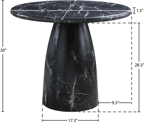 Linden 36" Black Marble Finish Concrete Indoor / Outdoor Dining Table, 1 Piece