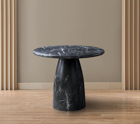 Linden 36" Black Marble Finish Concrete Indoor / Outdoor Dining Table, 1 Piece