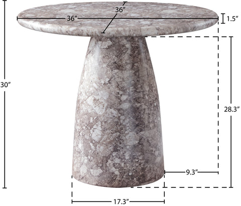 Linden 36" Brown Marble Finish Concrete Indoor / Outdoor Dining Table, 1 Piece