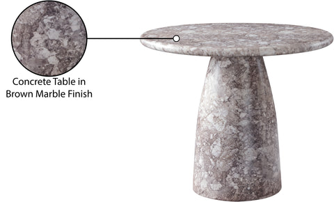 Linden 36" Brown Marble Finish Concrete Indoor / Outdoor Dining Table, 1 Piece
