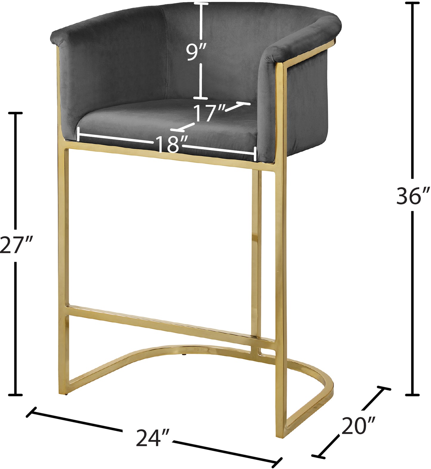 woodloch grey velvet stool c