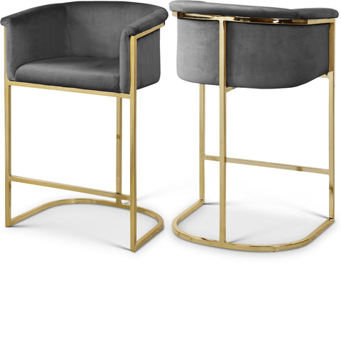 Marlow Grey Velvet Upholstered Counter Stool, 1 Piece