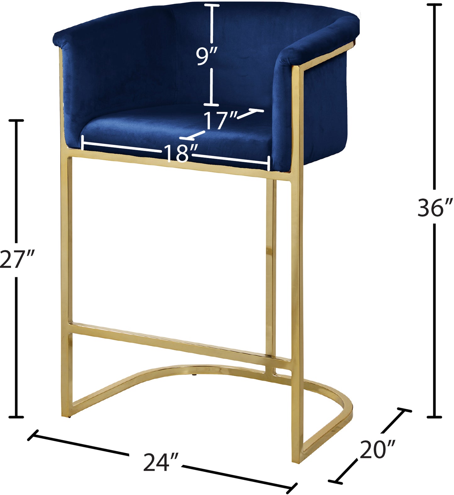 woodloch navy velvet stool c