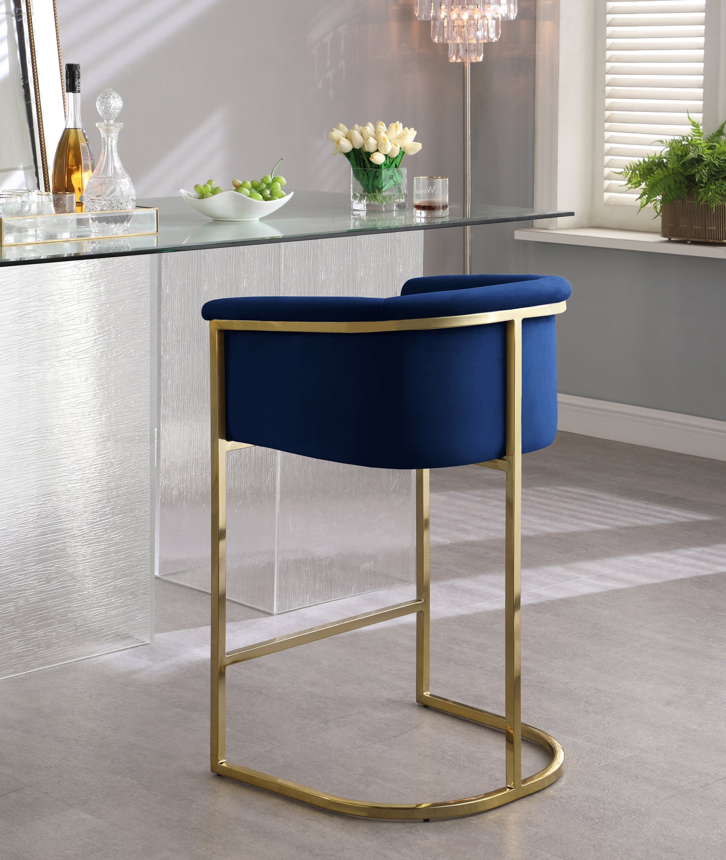 woodloch navy velvet stool c