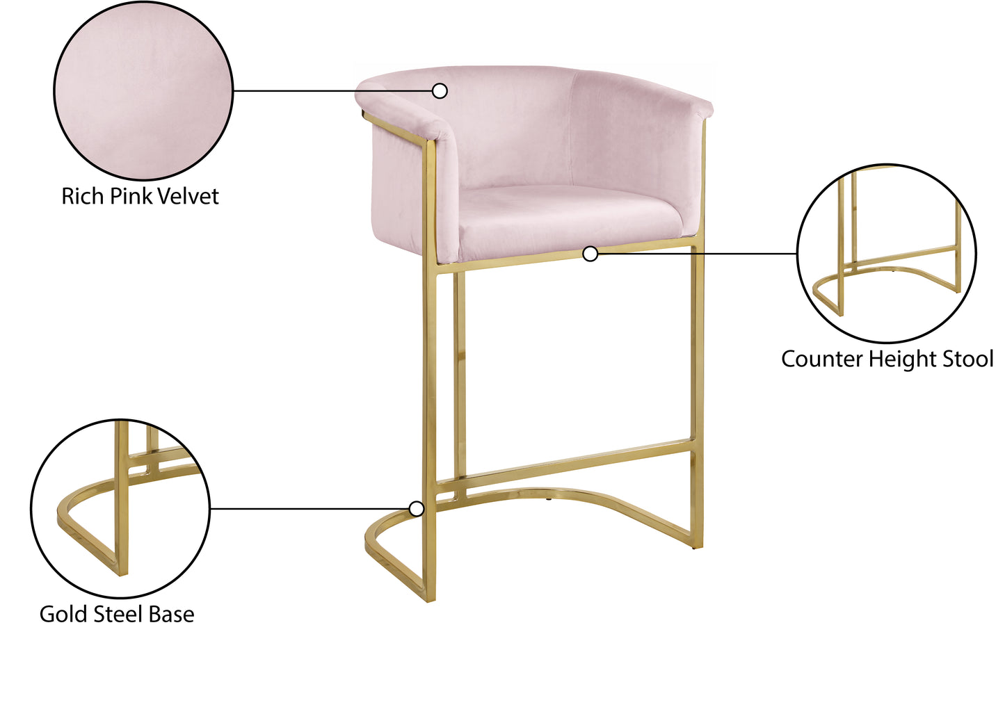 woodloch pink velvet stool c