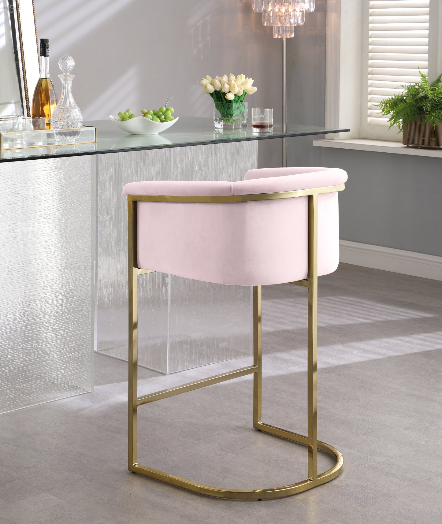 woodloch pink velvet stool c