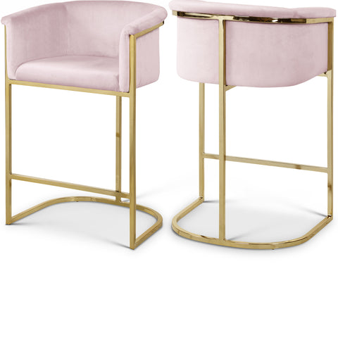 Marlow Pink Velvet Upholstered Counter Stool, 1 Piece