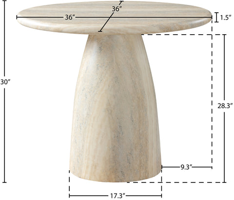 Linden 36" Natural Travertine Finish Concrete Indoor / Outdoor Dining Table, 1 Piece