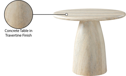 Linden 36" Natural Travertine Finish Concrete Indoor / Outdoor Dining Table, 1 Piece