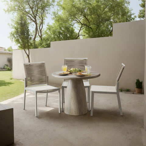 Linden 36" Natural Travertine Finish Concrete Indoor / Outdoor Dining Table, 1 Piece