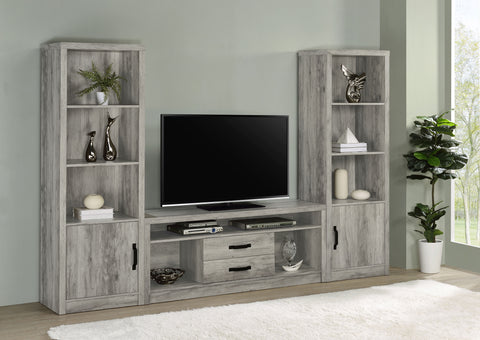 Oswego 3-piece 59" TV Entertainment Center Grey DriftwoodGrey Driftwood