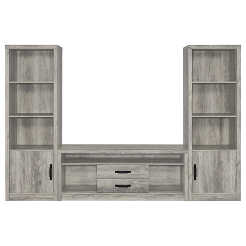 Oswego 3-piece 59" TV Entertainment Center Grey DriftwoodGrey Driftwood
