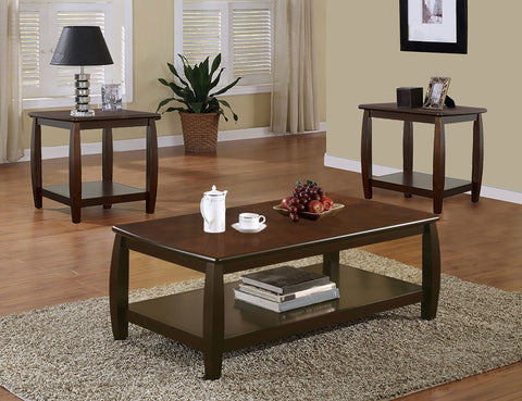 Mockern 3-piece Rectangular Wood Coffee Table Set EspressoCappuccino