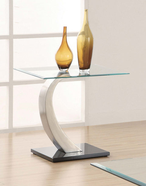 Crocus Rectangular Glass Top Metal End Table Satin SilverSatin Silver