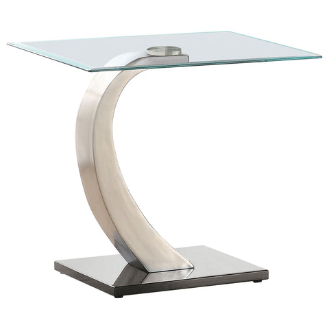 Crocus Rectangular Glass Top Metal End Table Satin SilverSatin Silver