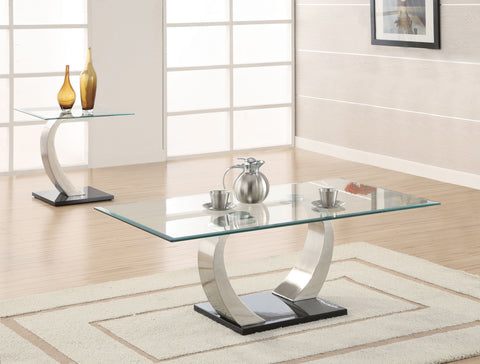 Wiley 2-piece Coffee and End Table Set Satin Silver