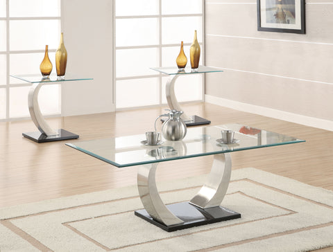 Wiley 3-piece Coffee and End Table Set Satin Silver