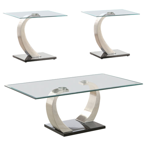 Wiley 3-piece Coffee and End Table Set Satin Silver