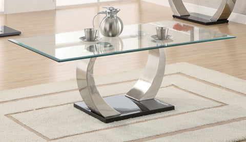 Crocus Rectangular Glass Top Metal Coffee Table Satin SilverSatin Silver