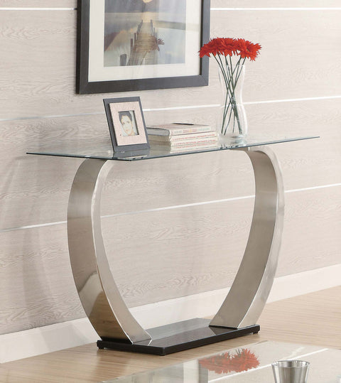 Crocus Glass Top Metal Base Console Table Satin SilverSatin Silver