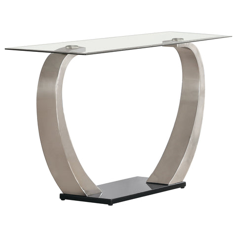 Crocus Glass Top Metal Base Console Table Satin SilverSatin Silver