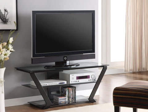 Hawes 2-tier Metal 50" TV Stand with Glass Shelves BlackBlack