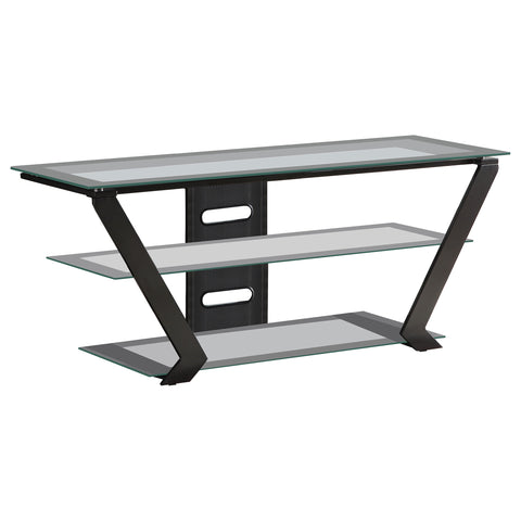 Hawes 2-tier Metal 50" TV Stand with Glass Shelves BlackBlack