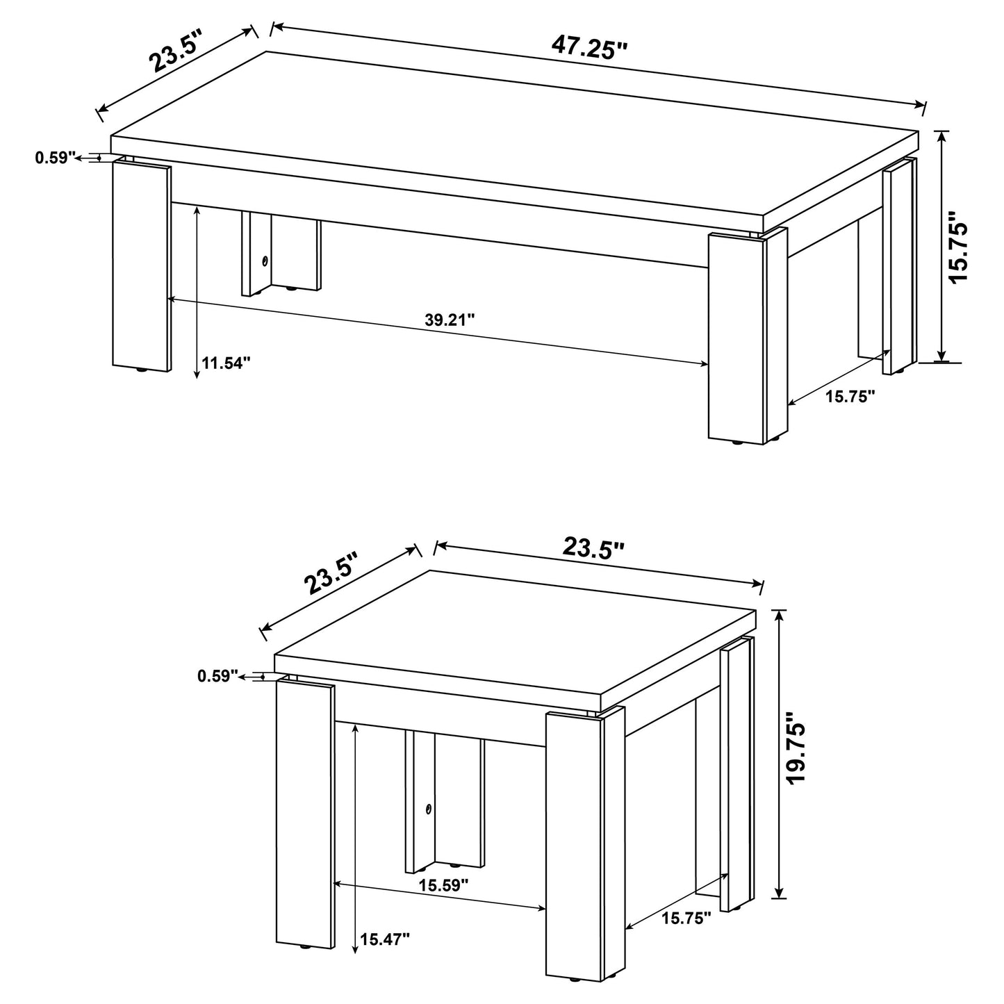 3 pc coffee table set