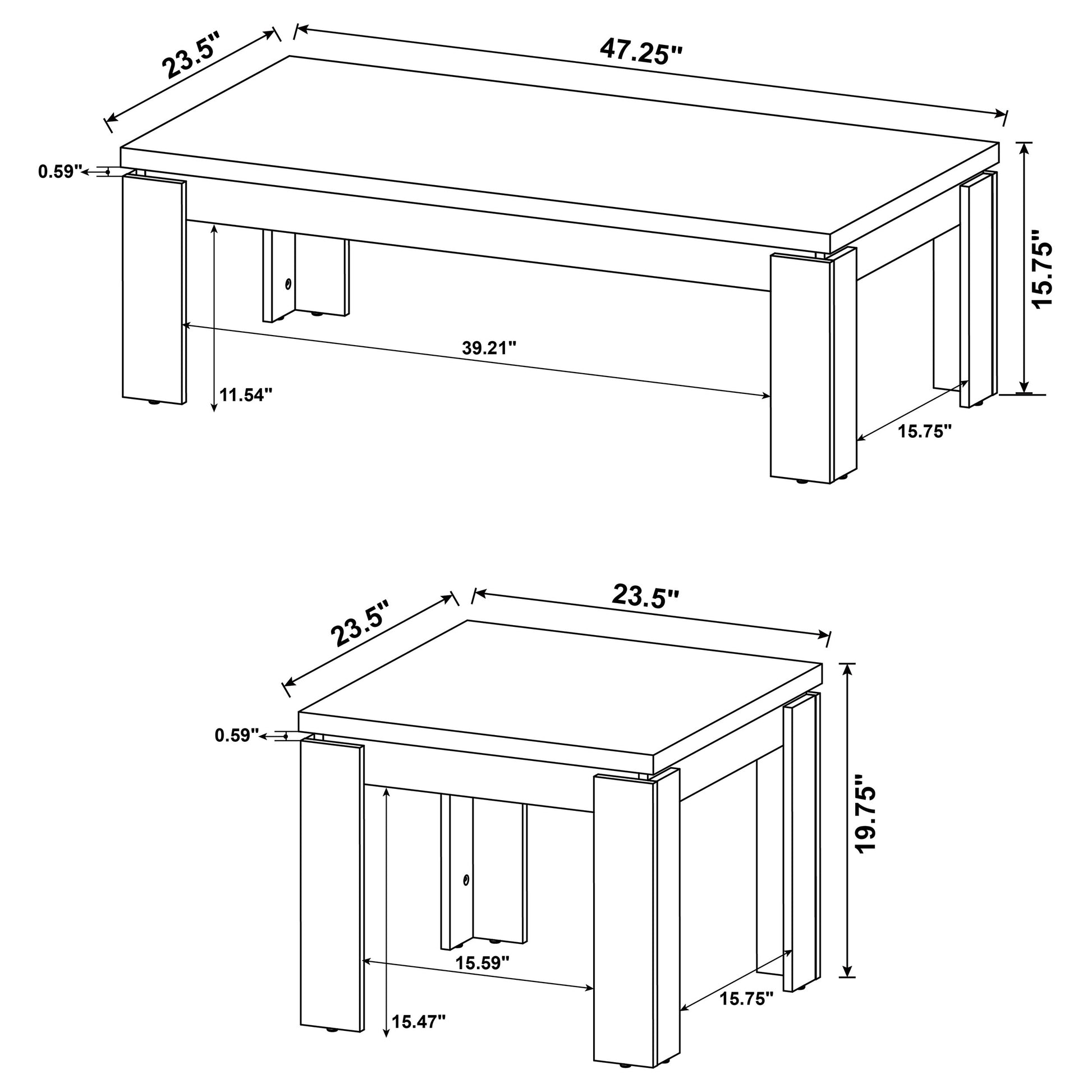 3 Pc Coffee Table Set