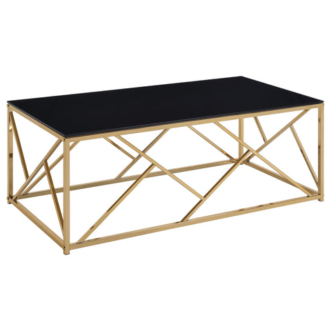 Evelyn Contemporary 3-Piece Tempered Glass Coffee Table Set Gold