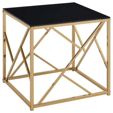Evelyn Contemporary 3-Piece Tempered Glass Coffee Table Set Gold
