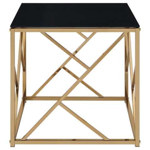 Evelyn Contemporary 3-Piece Tempered Glass Coffee Table Set Gold
