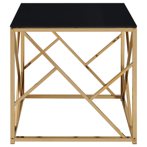 Evelyn Contemporary 3-Piece Tempered Glass Coffee Table Set Gold