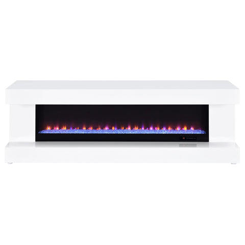 Centergrove TV Stand Fireplace Console Bluetooth Speaker White High Gloss