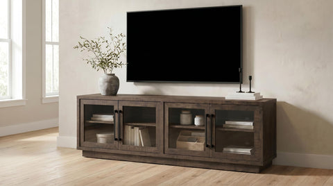 Rennes 4-Door TV Stand for TVs up to 85 Inches Dark Rustic Mango