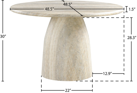 Linden 48.5" Natural Travertine Finish Concrete Indoor / Outdoor Dining Table, 1 Piece