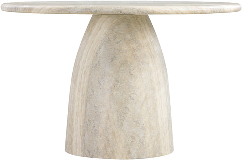 Linden 48.5" Natural Travertine Finish Concrete Indoor / Outdoor Dining Table, 1 Piece