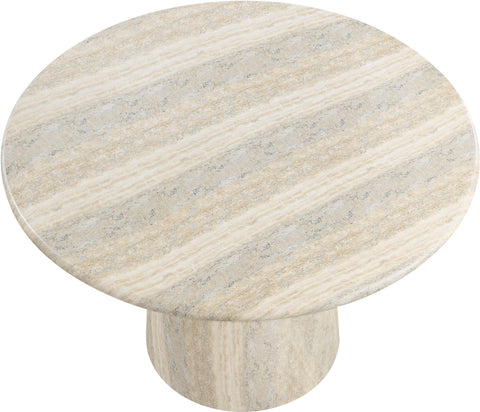 Linden 48.5" Natural Travertine Finish Concrete Indoor / Outdoor Dining Table, 1 Piece