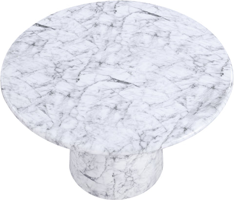 Linden 48.5" White Marble Finish Concrete Indoor / Outdoor Dining Table, 1 Piece
