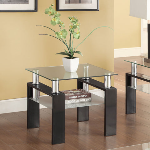 Toby 1-shelf Square Glass Top Side End Table BlackBlack