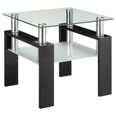 Toby 1-shelf Square Glass Top Side End Table BlackBlack