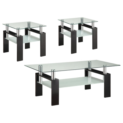 Reeves 3-piece Rectangular Coffee and End Table Set Black