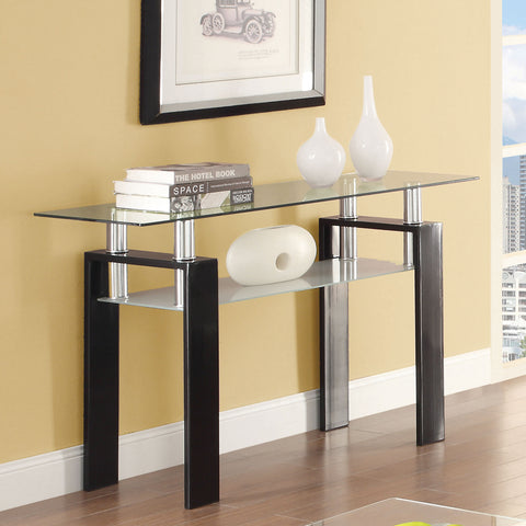 Toby Rectangular Glass Top Entryway Sofa Console Table BlackBlack