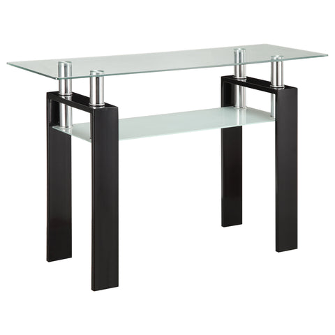Toby Rectangular Glass Top Entryway Sofa Console Table BlackBlack